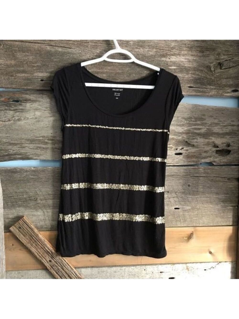 SMART Set sequin stripe top size Small